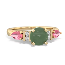 Jade 6Mm Round Eternal Embrace Engagement 14K Yellow Gold ring R2005