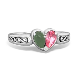 Jade Filligree 'One Heart' 14K White Gold ring R5070