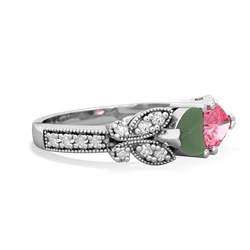 Jade Diamond Butterflies 14K White Gold ring R5601