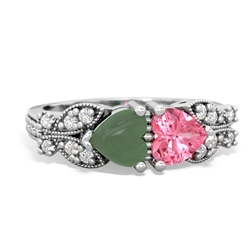 Jade Diamond Butterflies 14K White Gold ring R5601