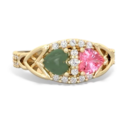 Jade Sparkling Celtic Knot 14K Yellow Gold ring R2645