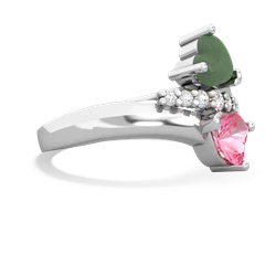 Jade Heart To Heart 14K White Gold ring R2064