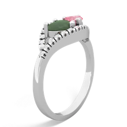 Jade Mother And Child 14K White Gold ring R3010