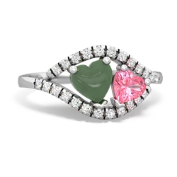 Jade Mother And Child 14K White Gold ring R3010