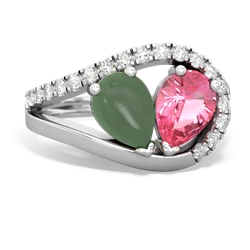 Jade Nestled Heart Keepsake 14K White Gold ring R5650