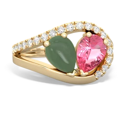 Jade Nestled Heart Keepsake 14K Yellow Gold ring R5650