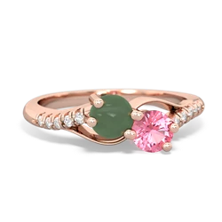 Jade Infinity Pave Two Stone 14K Rose Gold ring R5285