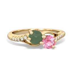 Jade Infinity Pave Two Stone 14K Yellow Gold ring R5285