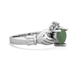 Jade Claddagh 14K White Gold ring R2370