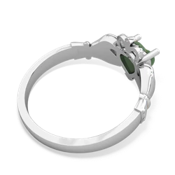 Jade Claddagh 14K White Gold ring R2370