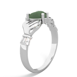 Jade Claddagh Diamond Crown 14K White Gold ring R2372