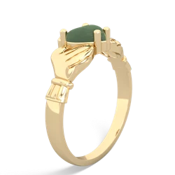 Jade Claddagh Diamond Crown 14K Yellow Gold ring R2372