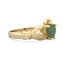 Jade Claddagh Diamond Crown 14K Yellow Gold ring R2372