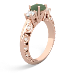 Jade Art Deco Diamond 6Mm Round Engagment 14K Rose Gold ring R2003