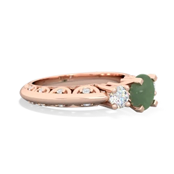 Jade Art Deco Diamond 6Mm Round Engagment 14K Rose Gold ring R2003