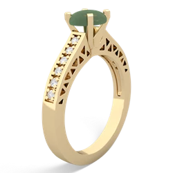 Jade Art Deco Engagement 6Mm Round 14K Yellow Gold ring R26356RD