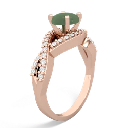 Jade Diamond Twist 6Mm Round Engagment  14K Rose Gold ring R26406RD