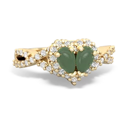 Jade Diamond Twist 'One Heart' 14K Yellow Gold ring R2640HRT