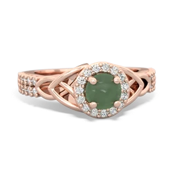 Jade Celtic Knot Halo 14K Rose Gold ring R26445RH