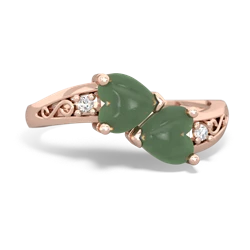 Jade Snuggling Hearts 14K Rose Gold ring R2178