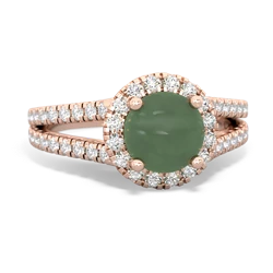 Jade Pave Halo 14K Rose Gold ring R5490