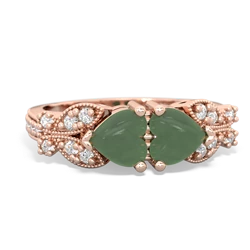 Jade Diamond Butterflies 14K Rose Gold ring R5601