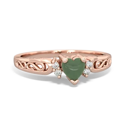 Jade Filligree Scroll Heart 14K Rose Gold ring R2429