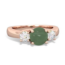 Jade Diamond Three Stone Round Trellis 14K Rose Gold ring R4018