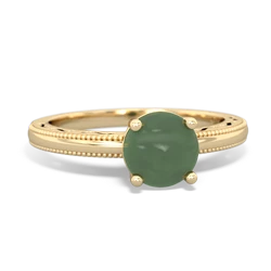 Jade Milgrain Filigree 14K Yellow Gold ring R5090