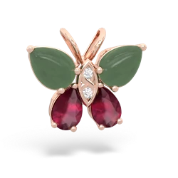 Jade Butterfly 14K Rose Gold pendant P2215