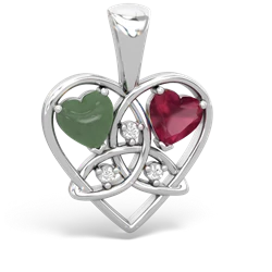 Jade Celtic Trinity Heart 14K White Gold pendant P5331