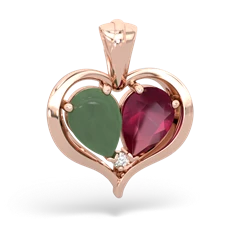 Jade Two Become One 14K Rose Gold pendant P5330