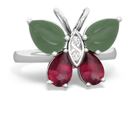 Jade Butterfly 14K White Gold ring R2215