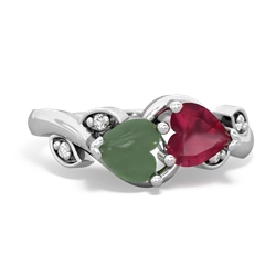 Jade Floral Elegance 14K White Gold ring R5790