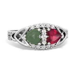 Jade Sparkling Celtic Knot 14K White Gold ring R2645