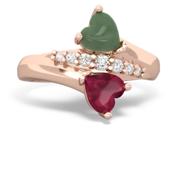 Jade Heart To Heart 14K Rose Gold ring R2064