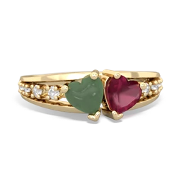 Jade Heart To Heart 14K Yellow Gold ring R3342