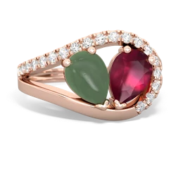 Jade Nestled Heart Keepsake 14K Rose Gold ring R5650