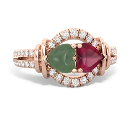 Jade Art-Deco Keepsake 14K Rose Gold ring R5630