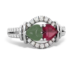 Jade Art-Deco Keepsake 14K White Gold ring R5630