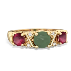 Jade Hugs And Kisses 14K Yellow Gold ring R5016