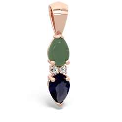 Jade Bowtie Drop 14K Rose Gold pendant P0865