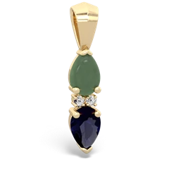 Jade Bowtie Drop 14K Yellow Gold pendant P0865