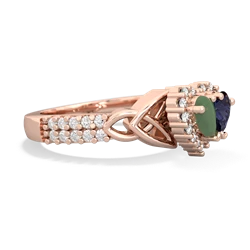 Jade Celtic Knot Two Hearts As One 14K Rose Gold ring R2644HRT