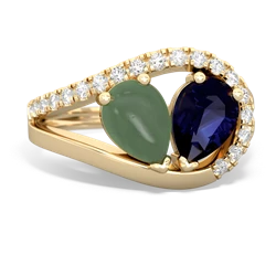 Jade Nestled Heart Keepsake 14K Yellow Gold ring R5650