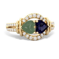 Jade Art-Deco Keepsake 14K Yellow Gold ring R5630