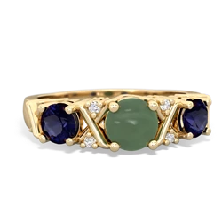 Jade Hugs And Kisses 14K Yellow Gold ring R5016