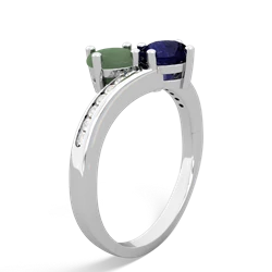 Jade Channel Set Two Stone 14K White Gold ring R5303