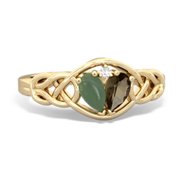 Jade Celtic Love Knot 14K Yellow Gold ring R5420