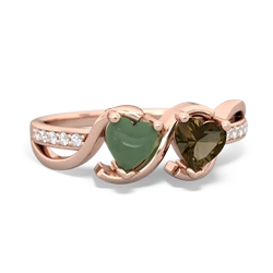 Jade Side By Side 14K Rose Gold ring R3090